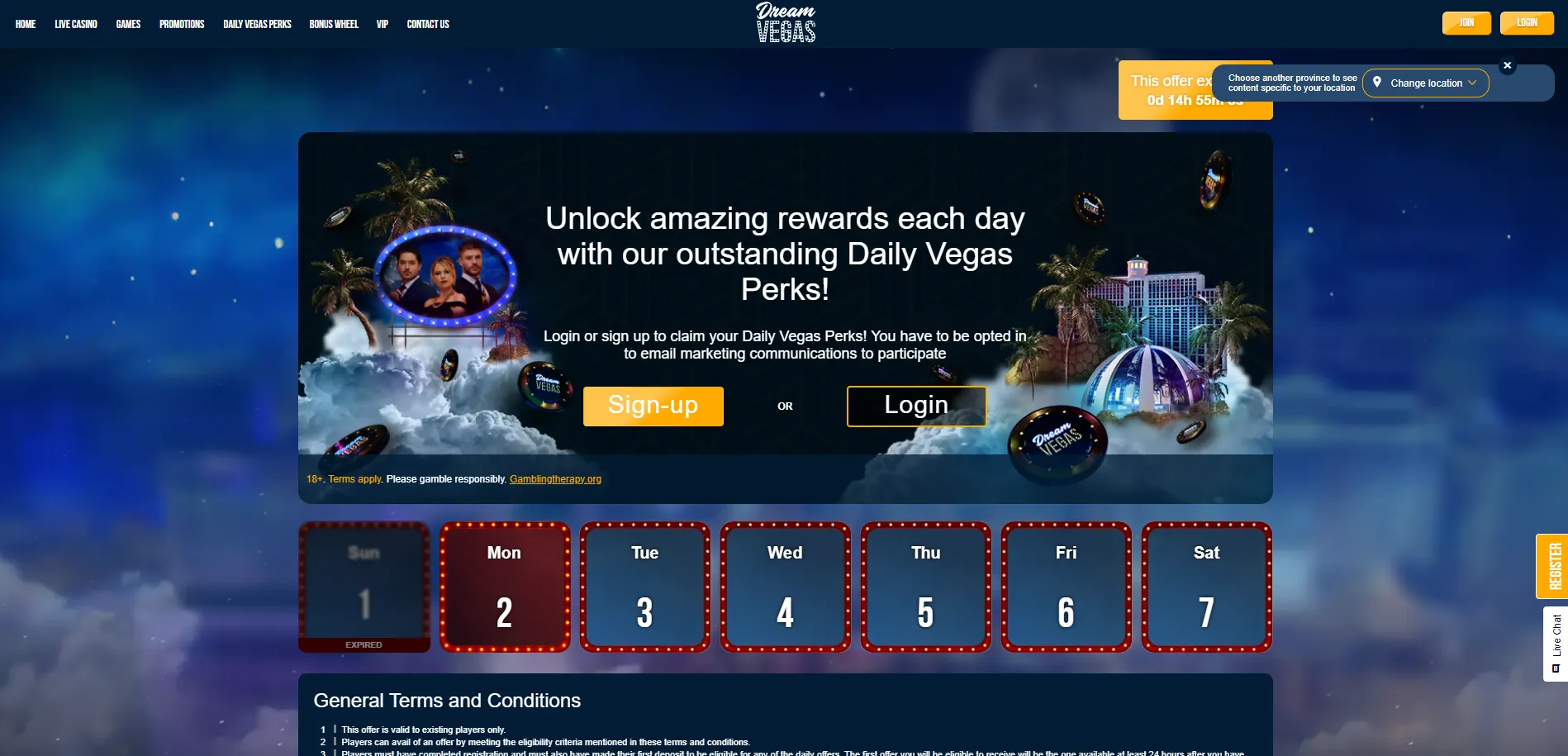 Dream Vegas Daily Perks